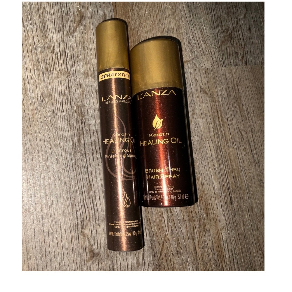 Lanza Hair Spray Keratin Healing Oil Brush Thru Lustrous Finishing Duo Travel
